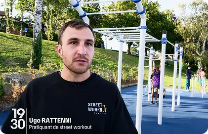 Ugo Ratteni an einer Street-Workout-Anlage